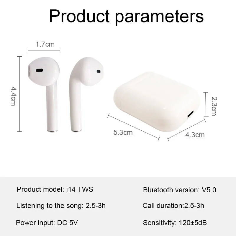 2019 i14 наушники вкладыши TWS с сенсорная Bluetooth мини Беспроводной гарнитура 3D