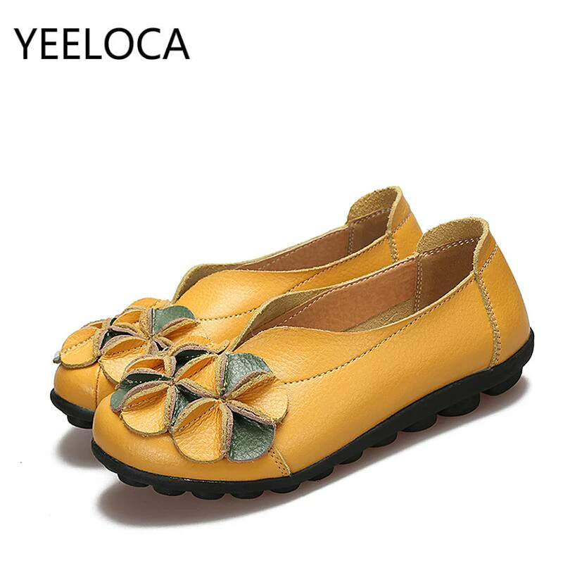 Туфли YEELOCA женские из натуральной кожи плоская подошва без застежки цветочный