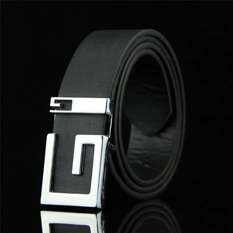 Новинка модный мужской кожаный ремень с гладкой пряжкой пояс для отдыха Cinturones Para