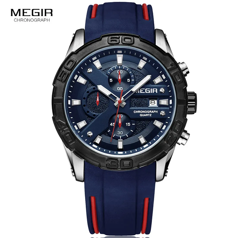 

MEGIR Fashion Sport Men Watch Relogio Masculino Brand Silicone Army Military Watches Clock Men Quartz Wrist Watch Hour Time Saat