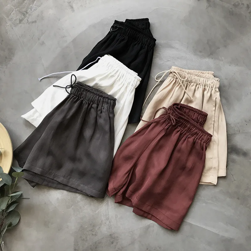 Женские пляжные шорты Boho с высокой эластичной талией на шнуровке широкими