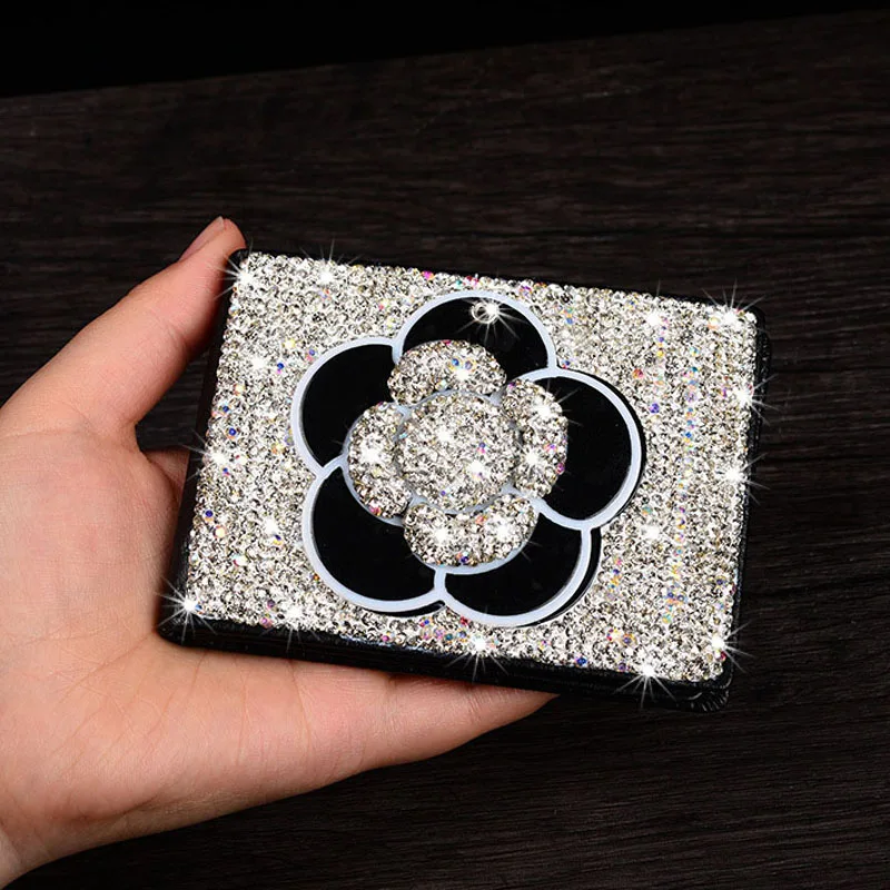 black Driver bag Универсальный кожаный чехол для ключей Camellia, модный с кристаллами, со стразами, автомобильный держатель для ключей, чехлы для женщин, автомобильные аксессуары - Название цвета: black Driver bag