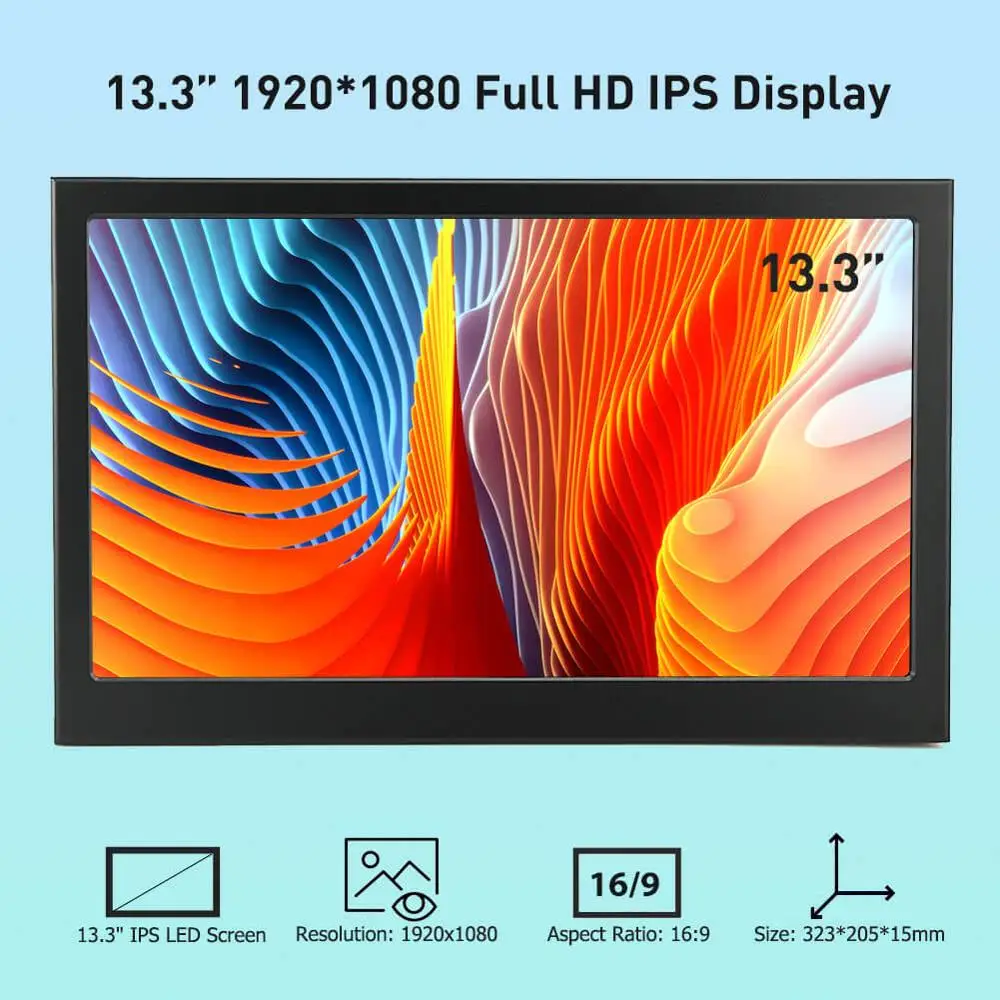 Verkaufen Elecrow 13,3 Zoll 1080P IPS Tragbare Monitore Led-anzeige Dual HD Bildschirm Computor Für Raspberry Pi XBOX Gaming Laptop Geräte