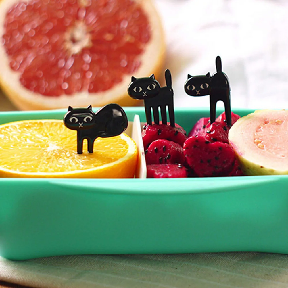 6 шт. Новинка DIY Милая Черная кошка детская вилка Ланч бокс Bento Декор Аксессуары