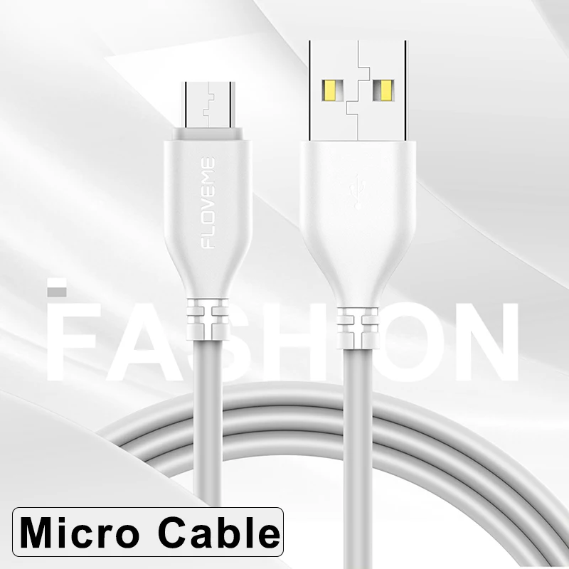 Micro White Gray FLOVEME TPE USB mi cro кабель для samsung huawei Xiaomi mi Max 3 Nokia 8 кабель mi cro usb зарядный кабель для передачи данных телефонный кабель - Цвет: Micro White Gray