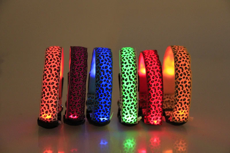 Леопардовые пятна ошейник для собаки Леопардовый нейлон безопасный с диодной