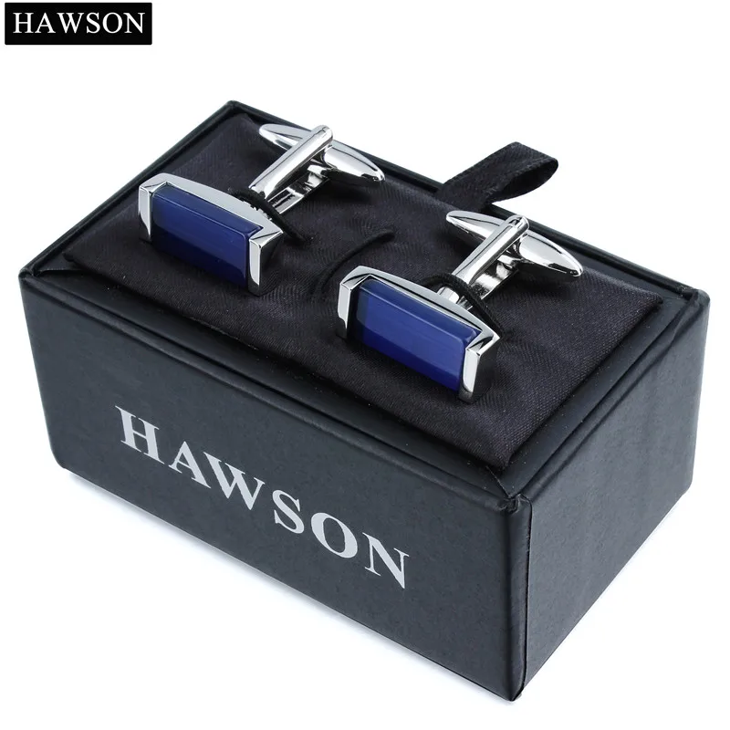 Синие запонки с камнями HAWSON Мужская французская рубашка запонка ссылка аксессуары из камня с коробкой
