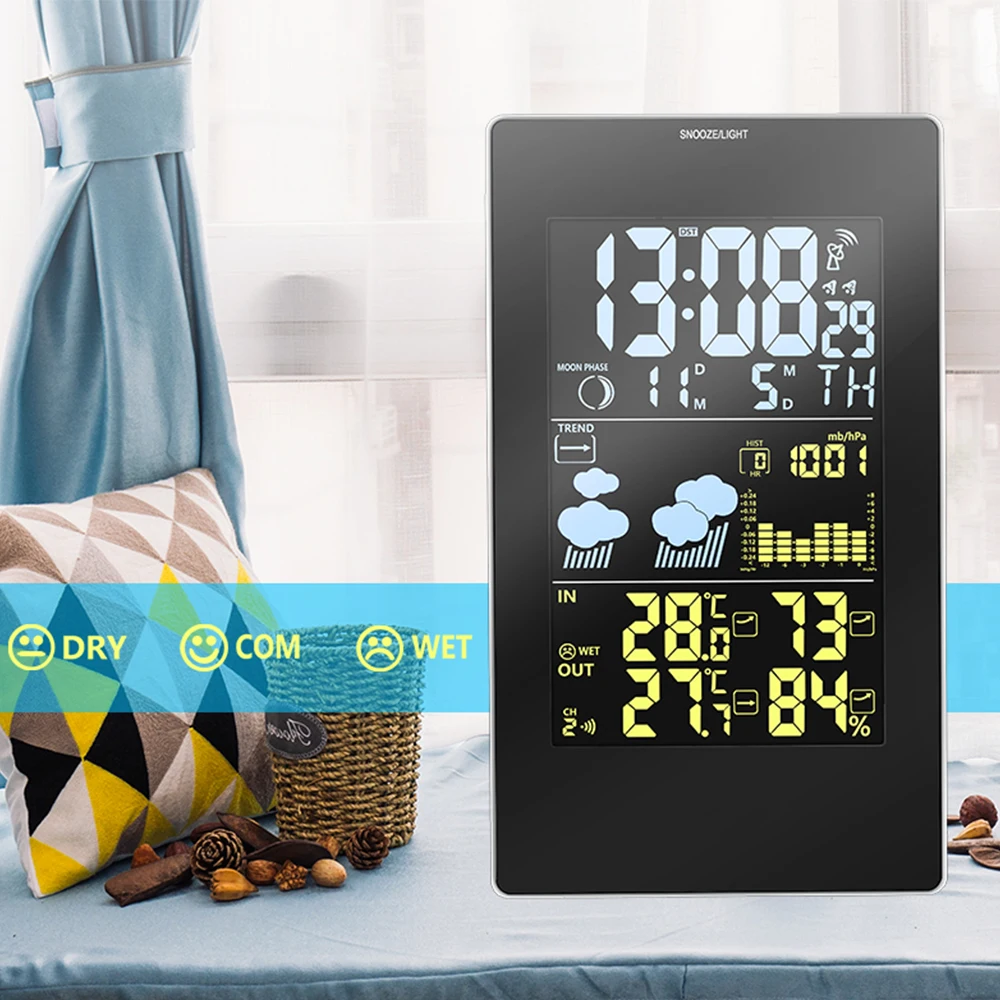 Беспроводная погодная станция прогноз погоды часы для помещений датчик