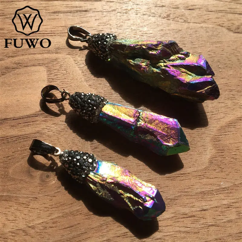 FUWO модный титановый кварцевый кулон Aura с кристаллом выложенный натуральный