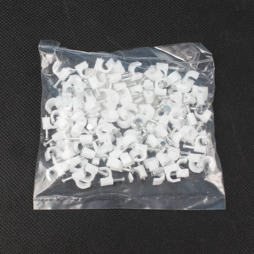 Круглые зажимы для кабеля 5 мм 100 шт./пакет белые круглые Y5|nail wire clips|cable clip5mm cable clips |