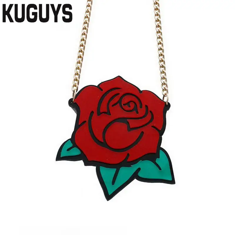 KUGUYS Trendy Jewelry Sets Fashion Flower Earrings for Women Vintage Red Rose Sexy Pendant Necklaces | Украшения и аксессуары