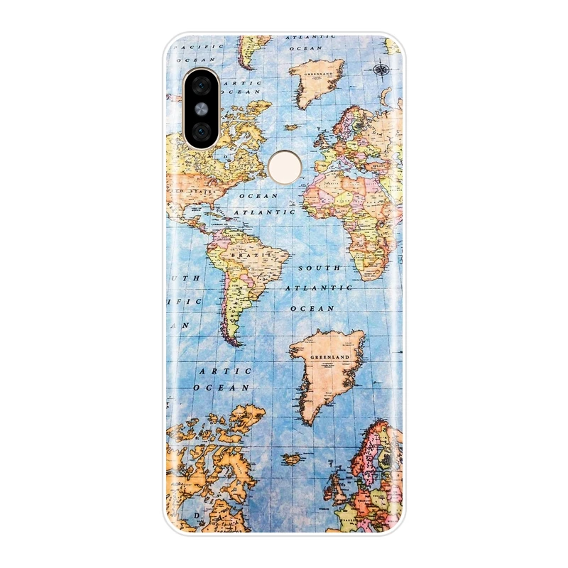 Задняя крышка с картой мира для Xiaomi Redmi S2 6A 5 Plus 4A мягкий силиконовый чехол