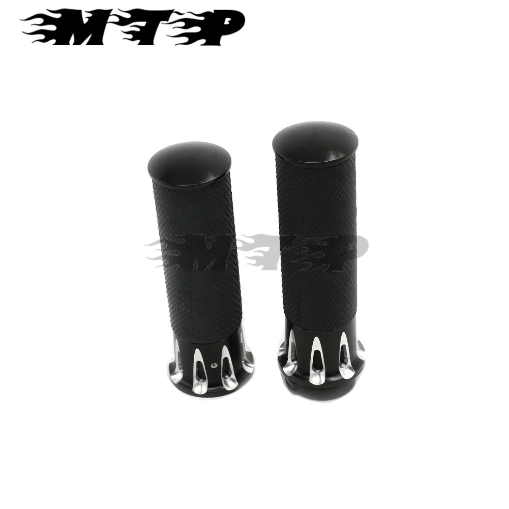 Motorcycle CNC Rubber Racer 1&quot 25MM Handgrips Hand Grip Vintage for 1984-2016 Harley Sportster XL 1200 883 Dyna Touring Softail |