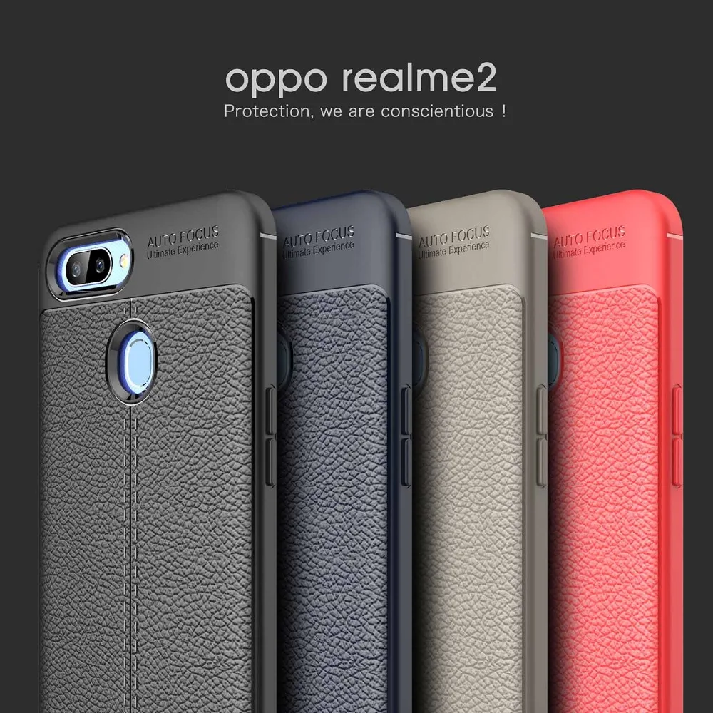 Для OPPO Realme 2 Чехол Oppo Fundas кожа текстура Силикон Мягкая Задняя накладка чехла из