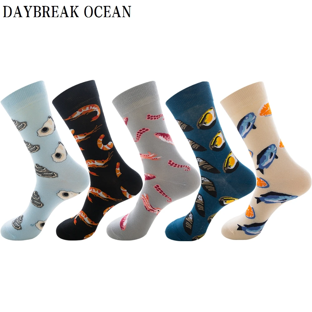 Модные хлопковые короткие носки с морепродуктами устрицы креветки осьминог