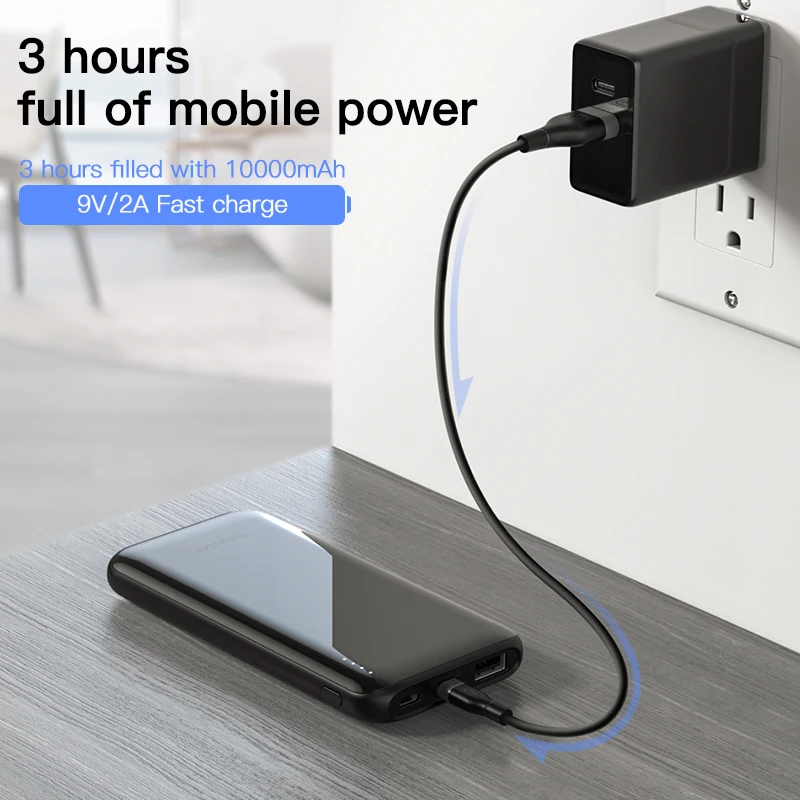 KUULAA power bank 10000 мАч Быстрая зарядка повербанк 3 0 тонкий внешний аккумулятор