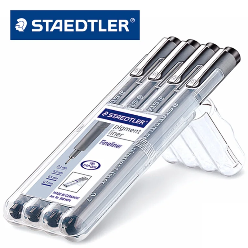 Германия Staedtler 308 WP 4 Набор ручек пигментный лайнер Fineliner 0 1 мм 3 5 7 ручка для