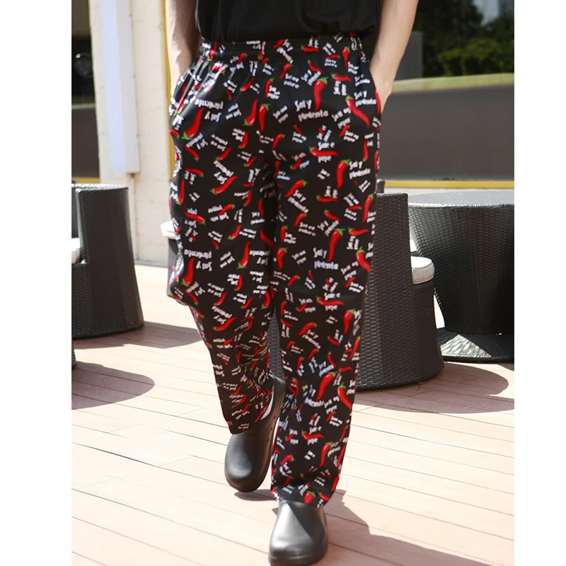 2015новый ресторан кухня гостинца официант Шеф повар брюки 100% хлопок Красный перец