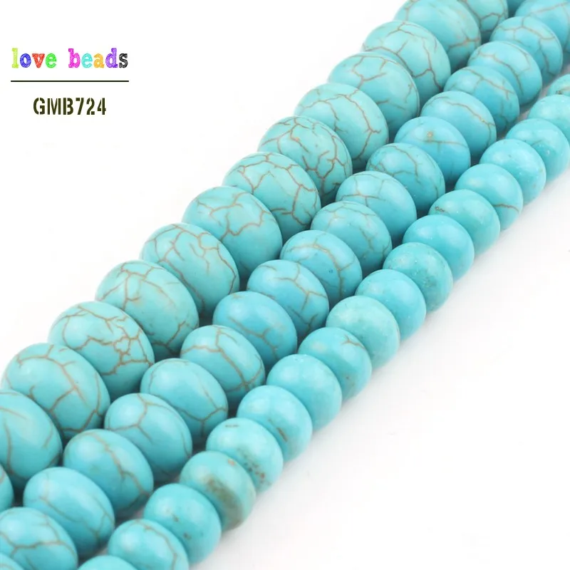 

wholesale Turquoises Rondelle Stone Beads For Making Jewelry15.5" 6mm 8mm 10mm 12mm