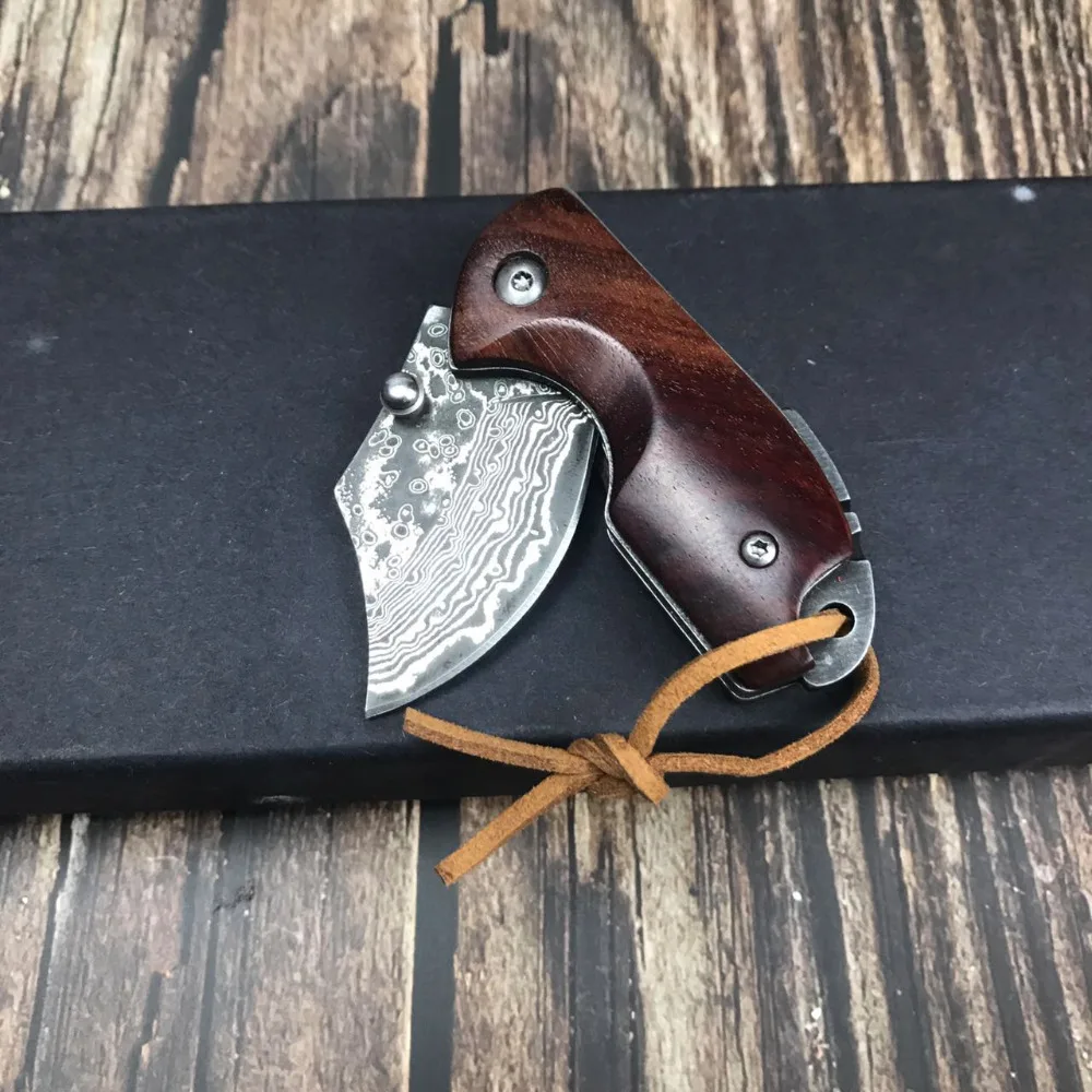 59HRC ручной работы дамасский стальной нож складной карманный открытый