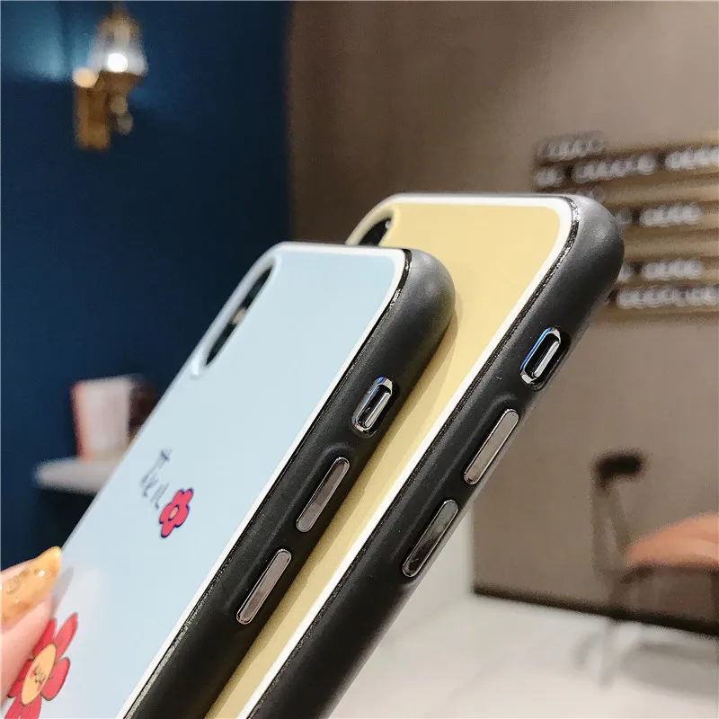 super cute cartoon scrawl flower IMD soft shell yellow baby blue phone Case For Apple iphone 6 6s 7 8 Plus X XS XR MAX case |
