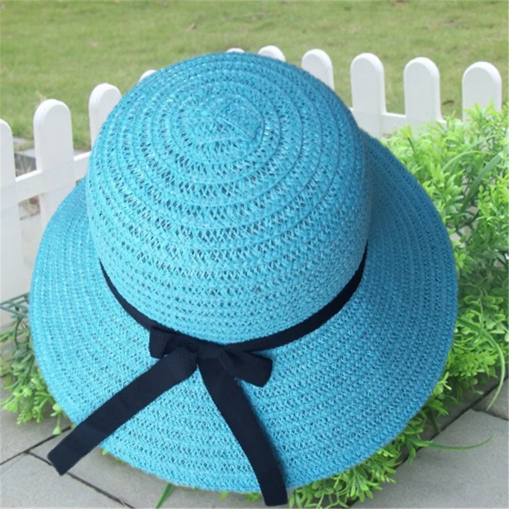 Женская Соломенная шляпка с широкими полями sombrero # C бежевая складная Пляжная для