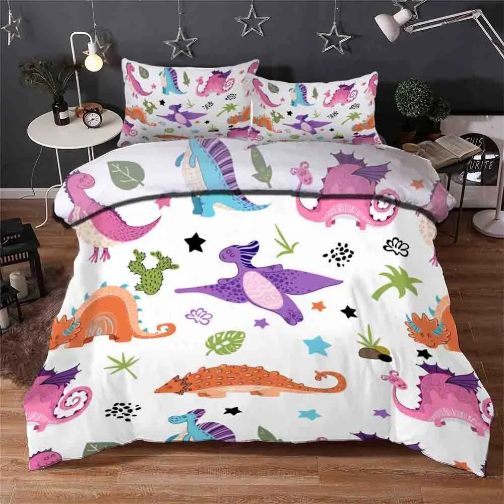 Постельное белье с изображением динозавров пододеяльник наволочка микрофибра