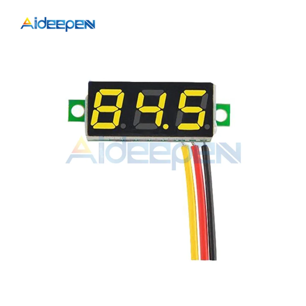 100V 3 Wires Yellow 0,28 дюймов светодиодный цифровой вольтметр Амперметр 50 в 100 в 200 в автомобильный мотоцикл измеритель напряжения тока детектор напряжения Тестер монитор панель - Цвет: 100V 3 Wires Yellow