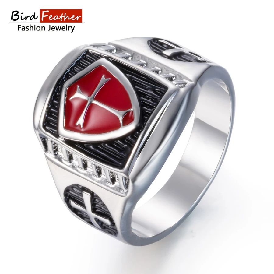 Silver color Zinc Alloy Men Ring Cross Red glaze Hip Hop Rings for Women Vintage Punk Fashion Jewelry 2018 New Arrival Hot Sale | Украшения