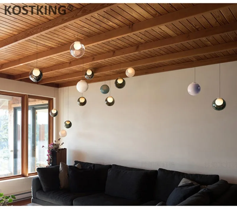 安い 北欧シャンデリアヴィラデュプレックス階段レストランポストモダンミニマリズムリビングルームランプスパイラル階段ガラス玉ランプ