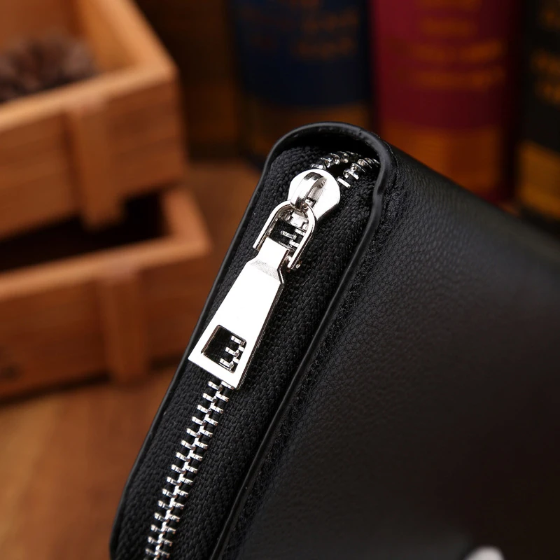 BLEVOLO High Capacity Men Wallets Male Long Purses Zipper Leather Money Clips Business Clutch Bags Coin Pocket Wallet For | Багаж и сумки