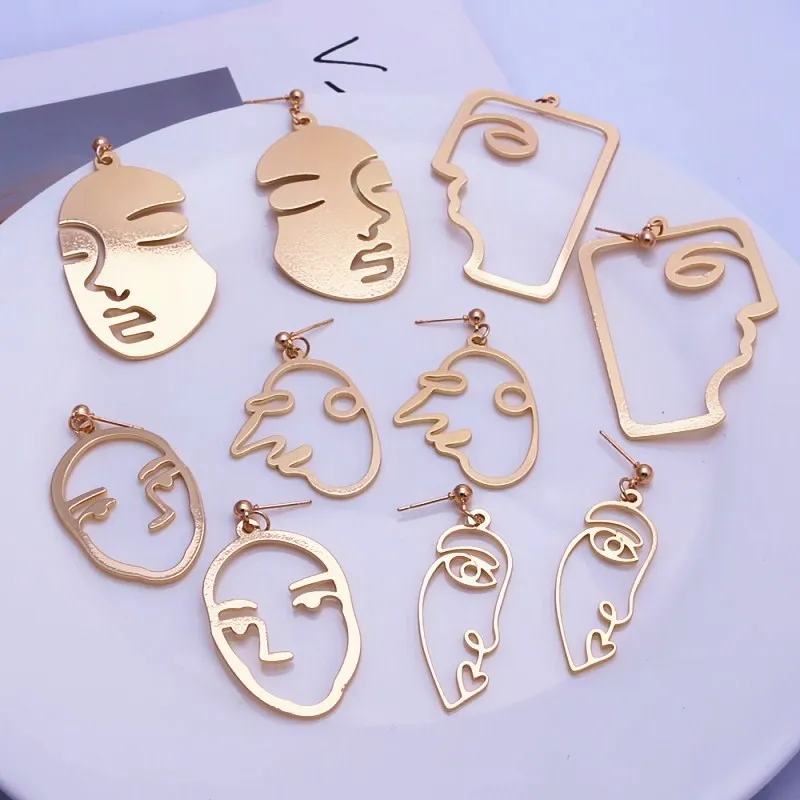 Женские серьги из металлического сплава овальные серьги-подвески с абстрактными