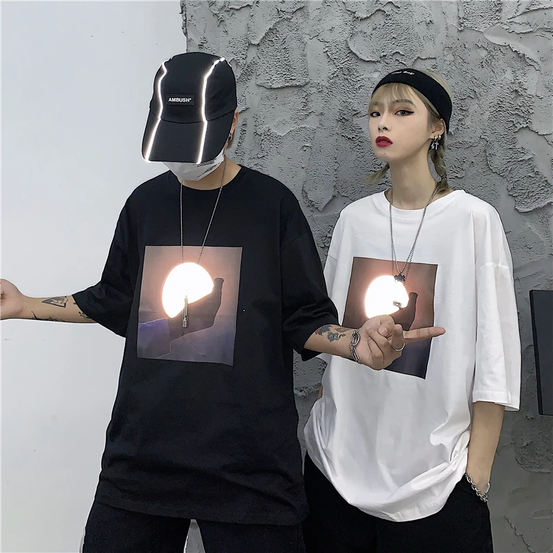 Летняя новая мужская модная Светоотражающая Повседневная футболка с короткими рукавами, Мужская Уличная футболка в стиле хип-хоп, свободная футболка