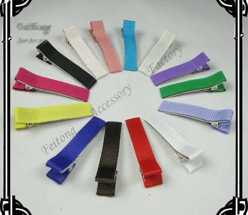 

Free Shipping 100pcs/lot 5cm Double Prong Alligator Hair Clip with grosgrain ribbon For Girl Hairpins kids Headwear
