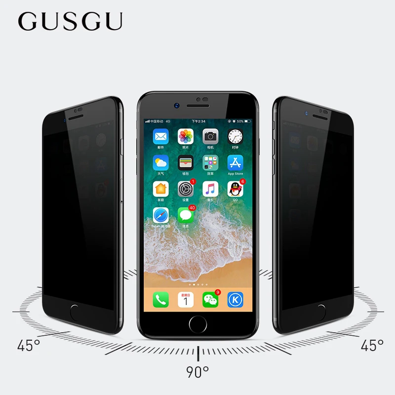 GUSGU 9H 3D изогнутое Полноразмерное покрытие из закаленного стекла для iPhone 6 6s защита экрана анти-пип пленка для конфиденциальности для iPhone 6 6s plus