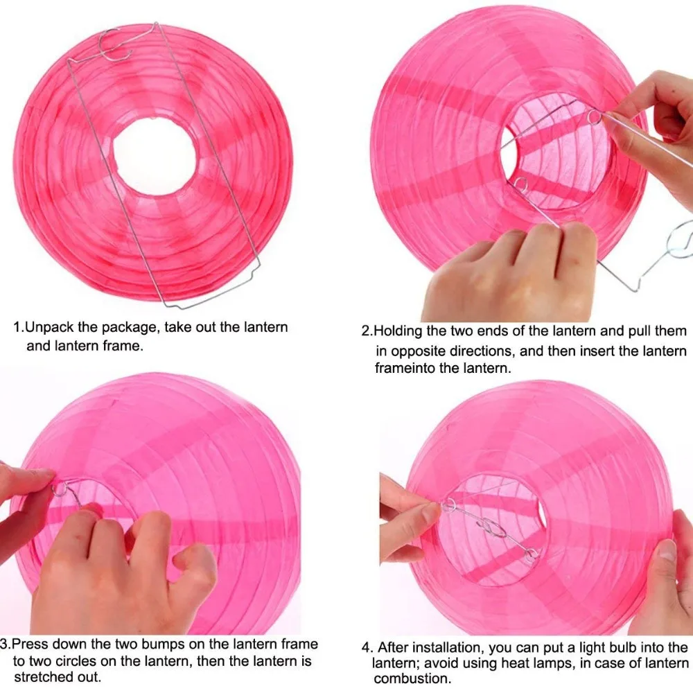 15 шт./компл. Белые и розовые бумажные фонарики разных размеров Китайские