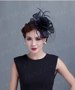 Женские шляпы и вуалетки с перьями для вечевечерние |