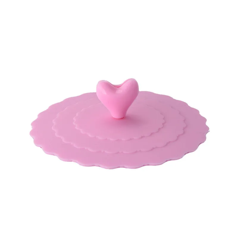 pink Милое сердце-образный Крышка для чашек крышки для чашек кружки сменная прокладка силикон FDA с подставка для ложки Прямая - Цвет: pink