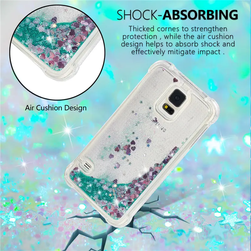 Netarlier Case for Samsung Galaxy S5 Luxury Glitter Stars Liquid Soft Silicone TPU Phone Cases in 5.1 inch Back Cover |
