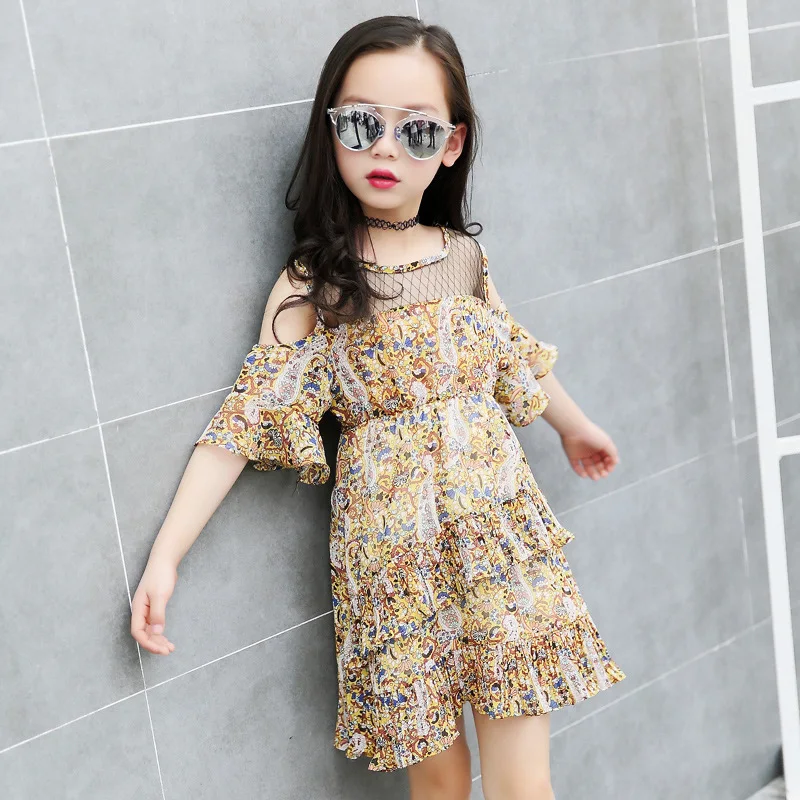 2018 дети Джокер платье Летняя Одежда для девочек принцессы с цветочным принтом