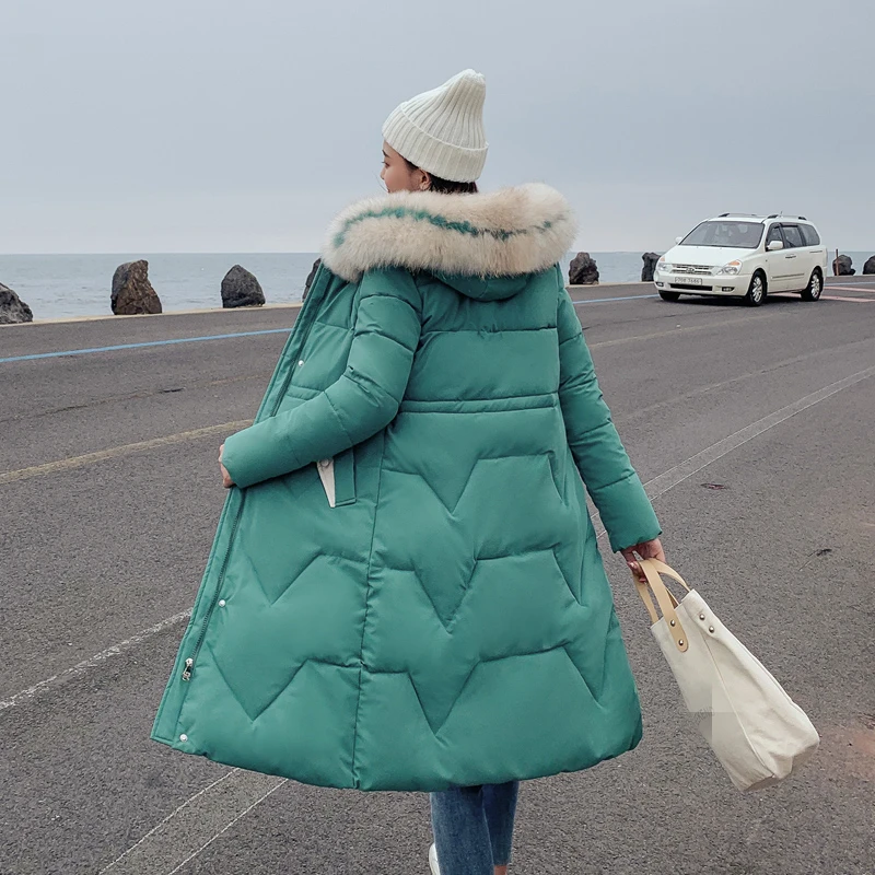 Новинка, корейское супер длинное пальто, женское тонкое теплое хлопковое пальто с рукавами-крылышками, модное женское пуховое пальто, женская цветная парка с воротником