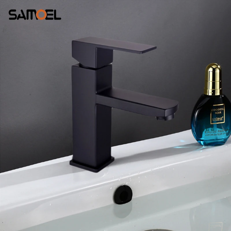 SUS Stainless Steel Economic Black Bathroom Sink Faucet Modern Square Lavatory Basin Mixer Taps B3323 | Обустройство дома
