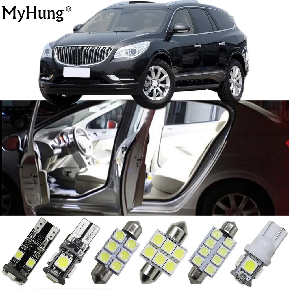 

For BUICK LaCrosse Enclave Car Led Headlight Bulbs Replacement Bulbs Dome Map Lamp Light Bright White T10 36mm 42mm 19PCS