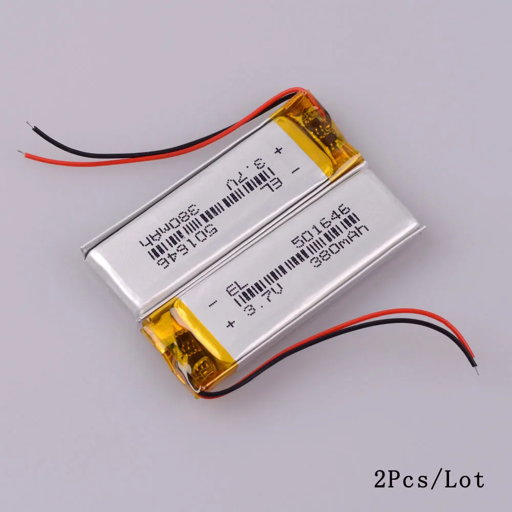 2 3,7 V 380mAh 501646 Литий-полимерная LiPo аккумуляторная батарея, ионные батареи для samsung YP-U5 плеера, маленькие игрушечные наушники - Цвет: 2