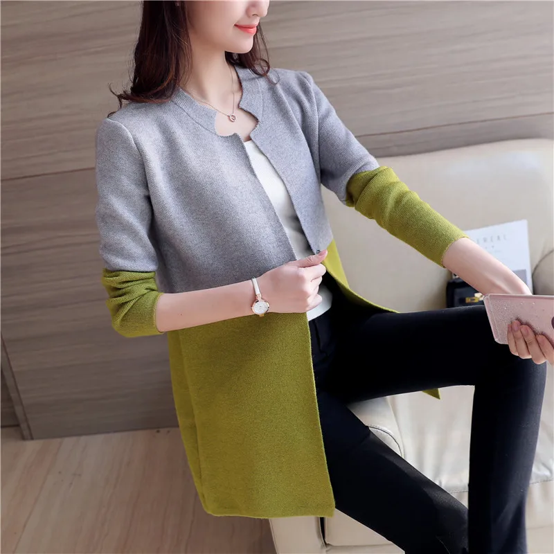 Женский свитер с длинным рукавом тонкий кардиган повседневный вязаный осень 2020