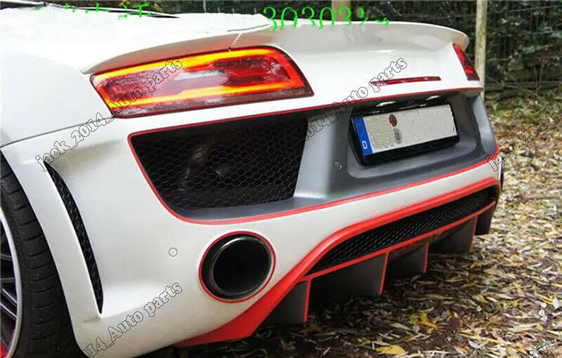 Черный Неокрашенный диффузор губа на задний бампер спойлер Подходит для Audi R8 Coupe