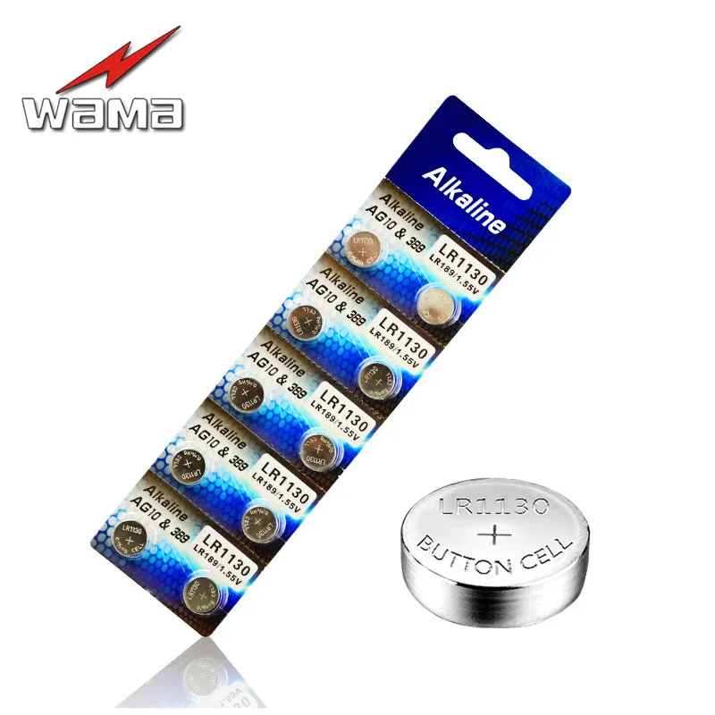 40x Wama AG10 1 55 V Аккумуляторы таблеточного типа 389 SR54 LR54 SR1130W Akaline батарея монетного