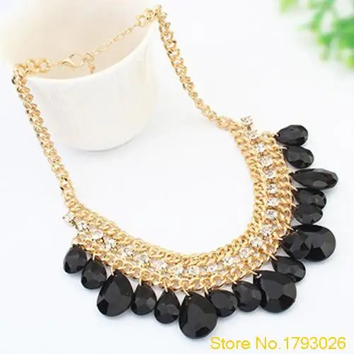 Deluxe Кристалл Золотая Цепь Смолы Кулон Шарм Многослойные Бусы Ожерелье женщины 4T6X