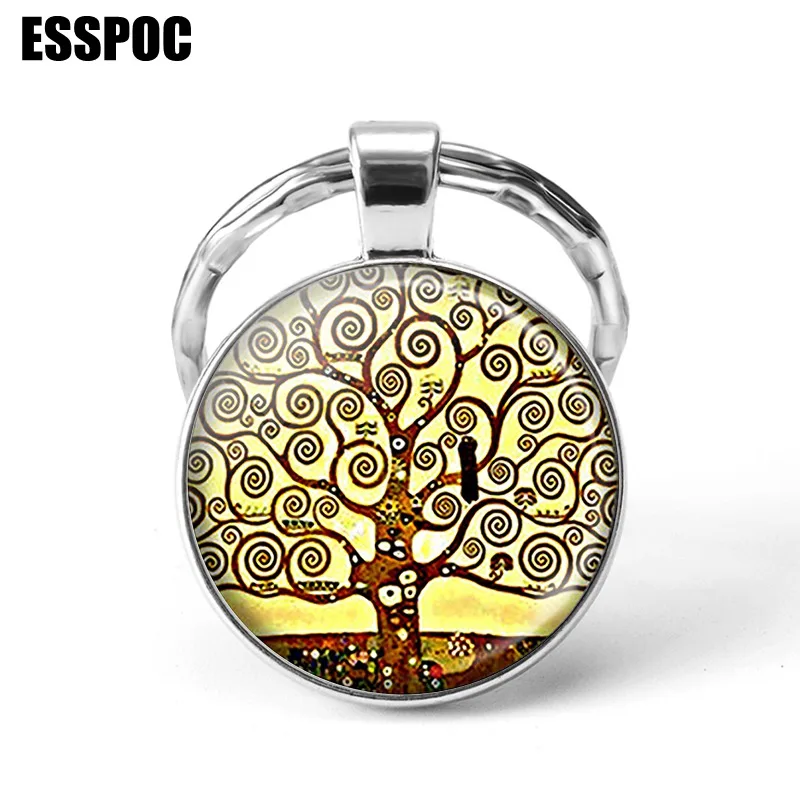 

Gustav Klimt Art Tree Painting Key Chain Rings Holder Tree of Life Pendant Keychain Men Women Fashion Christmas Gifts
