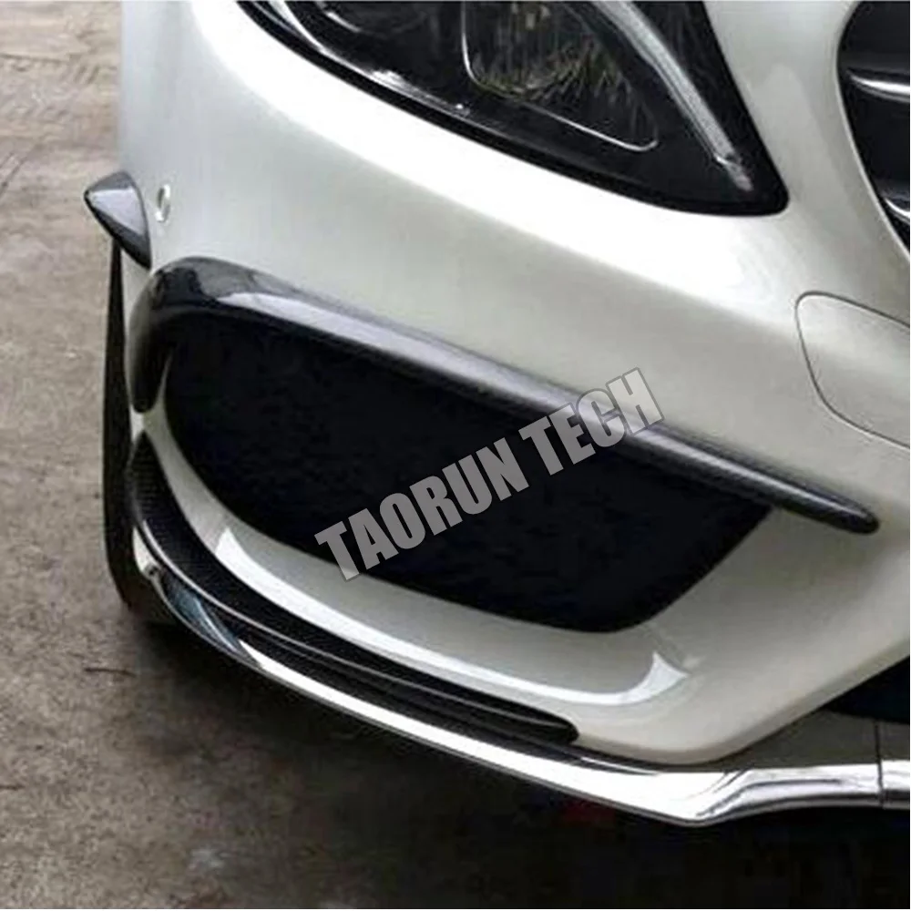 Карбоновый передний бампер боковой Canards Splitter Спойлер для Benz W205 Coupe& Sedan C180 C200 C300 C43 с AMG посылка 15-18
